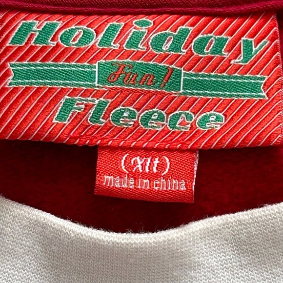 Ugly Christmas Fleece Red Santa Claus Beer Long Sleeve Shirt Size XLT - Picture 7 of 9